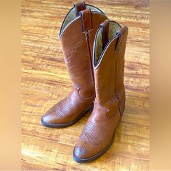 Justin USA Brown Leather Cowboy Boots Womens 5C size 5 Wide Width Imperfect