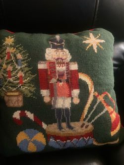 Vtg Needlepoint Pillow Nutcracker Christmas Tree IMPERIAL ELEGANCE W