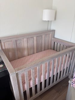 Handmade White oak crib- new condition