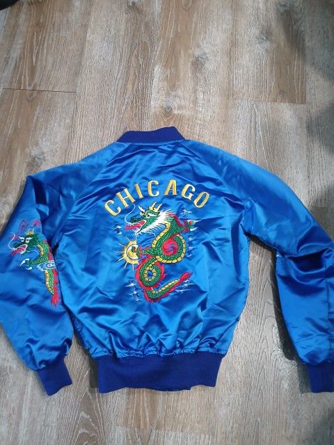 VINTAGE SATIN BOMBER JACKET Large 80s
