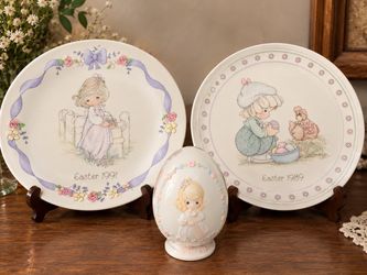 Precious Moments Easter Collector Plates and Egg Figurine