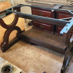 Desk with black glass and drawer