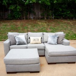 FREE DELIVERY Ashley Gray Sectional Couch With Ottoman