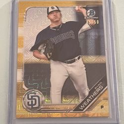 RYAN WEATHERS 2019 BOWMAN CHROME #BCP-66 ROOKIE #/50 SP GOLD REFRACTOR