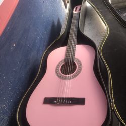 Pink Guitar With Case