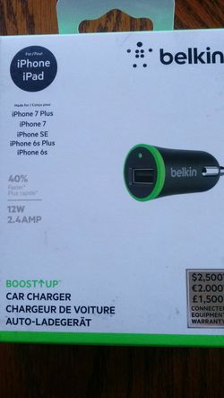 BELKIN IPHONE, IPAD CAR CHARGER.
