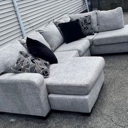 White Gray Sectional Couch 
