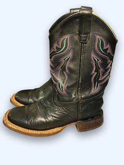 Kid’s Black Leather Cowboy Boots Junior size 1