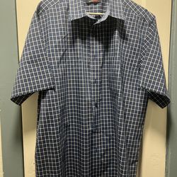 Men’s Short Sleeve Checkered Shirt, Sz XL