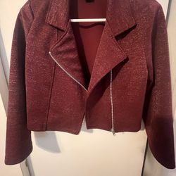Girls 2-hip by Wrapper Burgundy Glitter Jacket – Size 16 – Very Lightly Worn