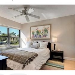 Queen size bed and bed frame, 2 night tables, 2 lamps, $599