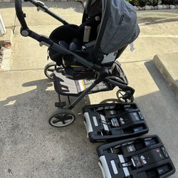 EVENFLO SECUREMAX INFANT STROLLER, CAR SEAT WITH SENSORSAFE & BASE