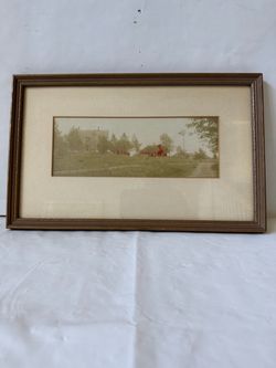 Antique Landscaping Print Framed During the Early 1900s by the Scholz Company Art Store in Oshkosh, Wisconsin