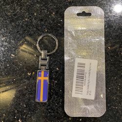 Swedish Flag Keychain Emblem Badge Luxury Key Ring Keychain by WinLuu