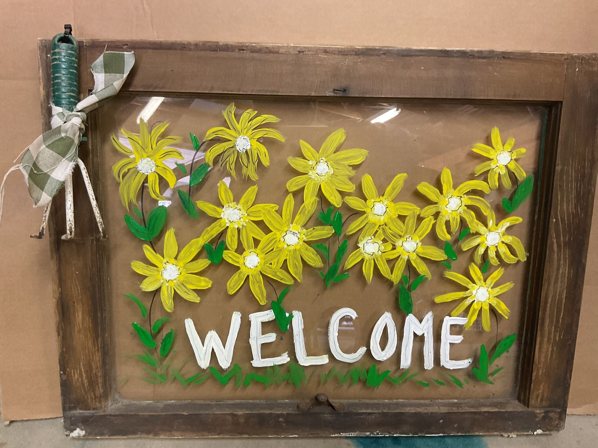 Hand Painted Flower Window