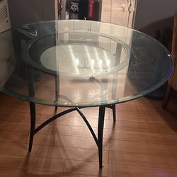 glass / stainless steel dining table 