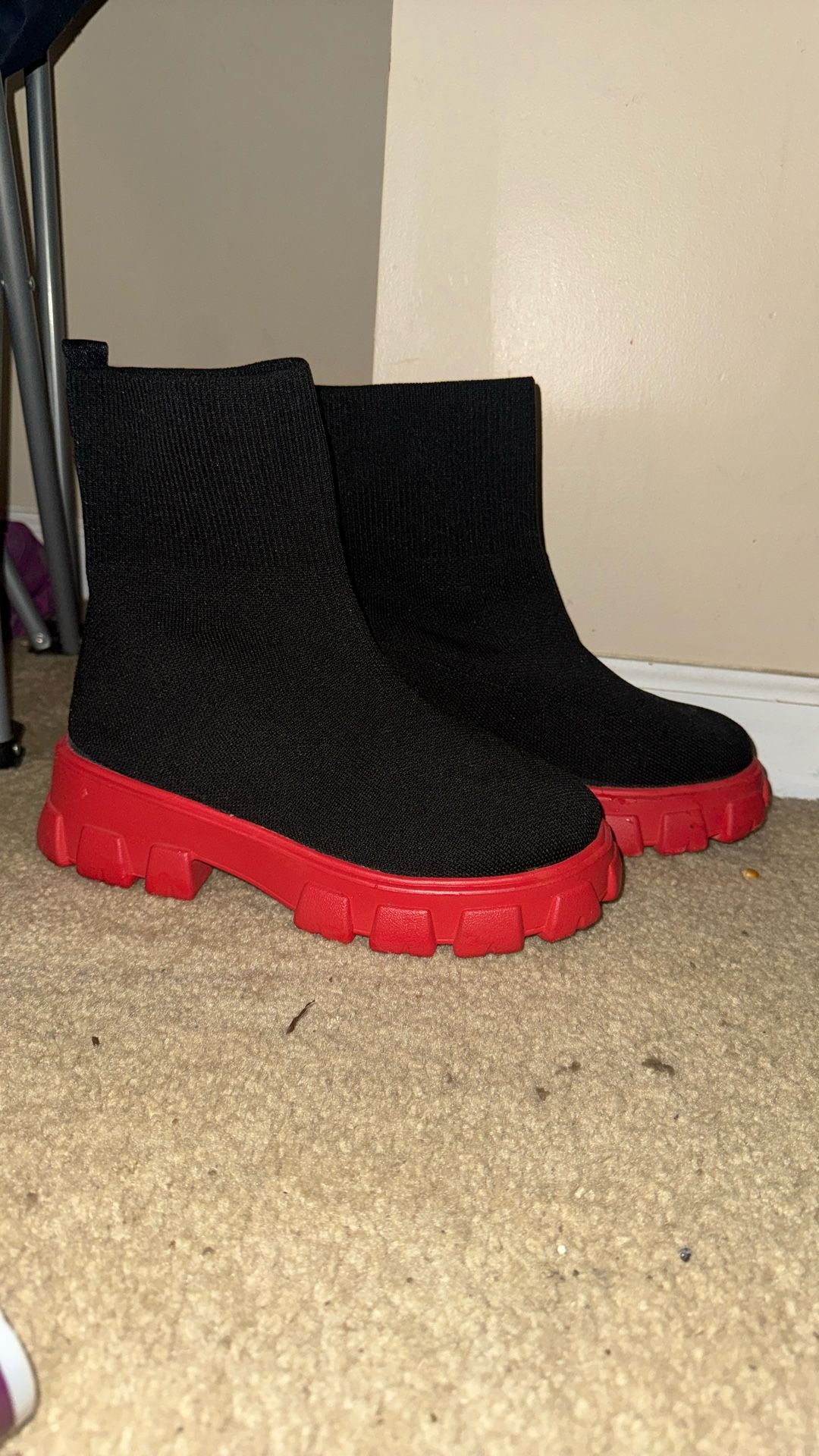 Red And Black Low Top Boots