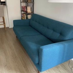 Teal Mid Century Modern Queen Sleeper Sofa