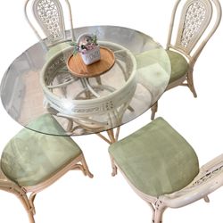 Cream Color Rattan 6 piece Dining Set