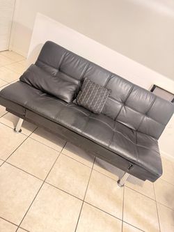 Black Faux Leather Futon Sofa Bed