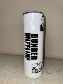 Dunder Mifflin Paper Company White Glitter Tumbler 