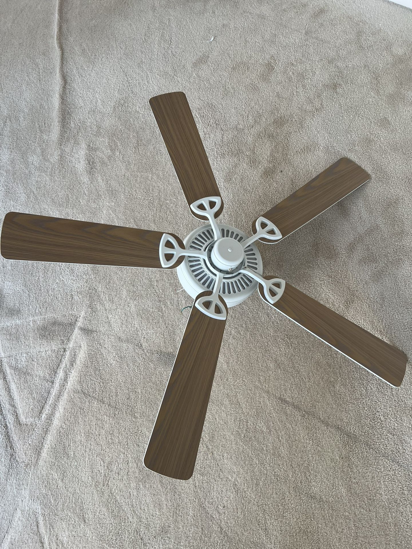 White and Light Brown Ceiling Fan