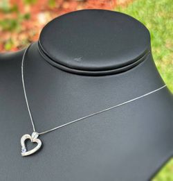 Jewelry 14k white gold natural diamond purpurite stone 0.35CTW. Heart necklace chain 18.00" 1.00mm width