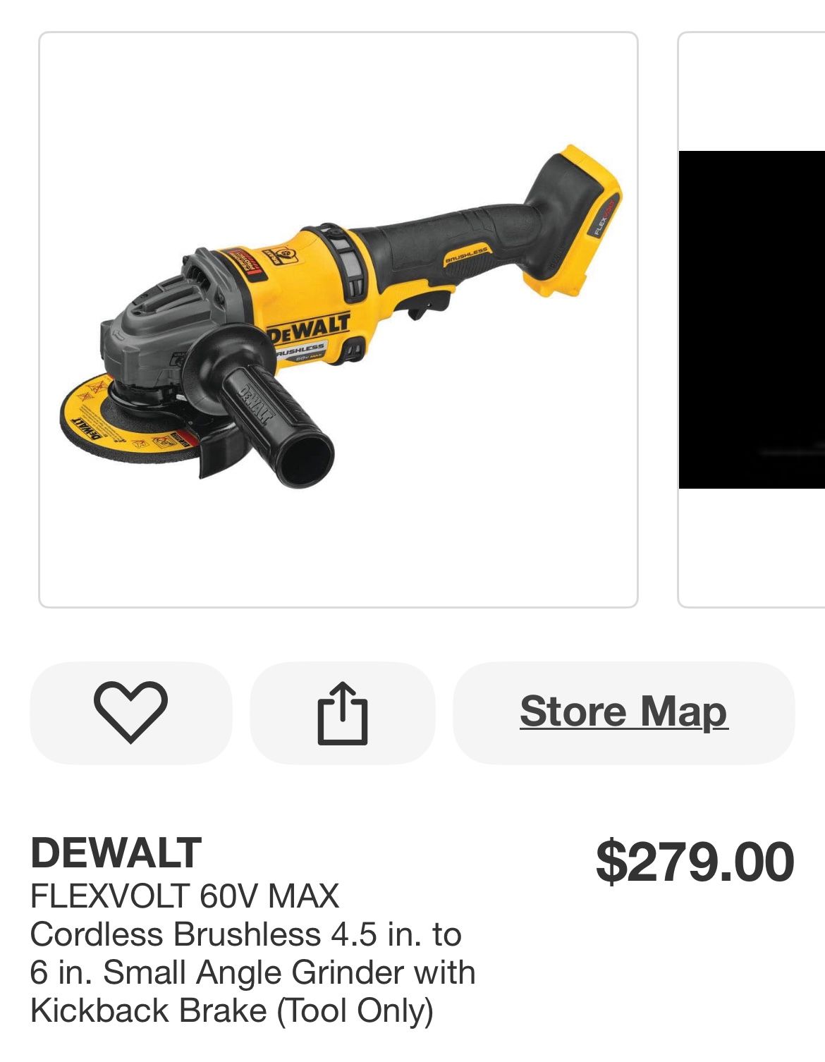 DEWALT FLEXVOLT 60V MAX Cordless Brushless 4.5 in. to 6 in. Small Angle Grinder with Kickback Brake (Tool Only)