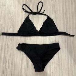 Scallop Halter Black Bikini Set By Rachel Women’s XS