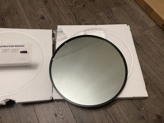 16inch Round Hanging Mirror With Black Frame