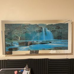 Vintage moving water motion light up waterfall mirror art piece 
