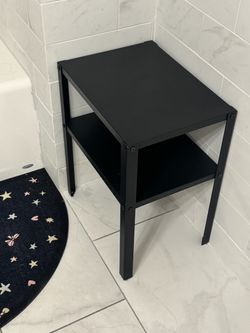 Black Metal Side Table with Bottom Shelf