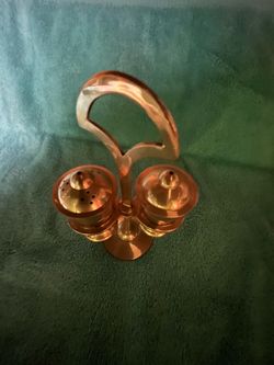 Brass Salt and Pepper Shaker With Stand