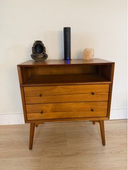 West Elm Mid-Century 2-Drawer Nightstand / Side Table with Open Shelf
