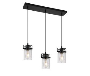 foucasal Kitchen Pendant Lighting Over Island Pendant Lights with Seeded Glass Shade Black 3 Pendant Lighting Adjustable Farmhouse Ceiling Light for K