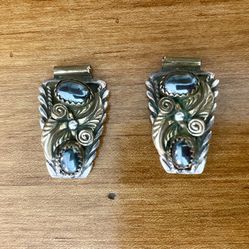 Vintage Sterling Silver, Brass  And Hematite Watch Tips