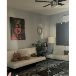 Couch, Bar Stools, Glass Coffee Table TV Stand w Drawers, 
