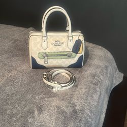 Coach CH168 Rowan Satchel In Signature Canvas&Leather  Good Condition 