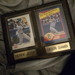 Derek Jeter And Jason Giambi Framed Photo
