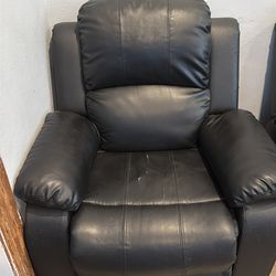 3 Black leather sofas