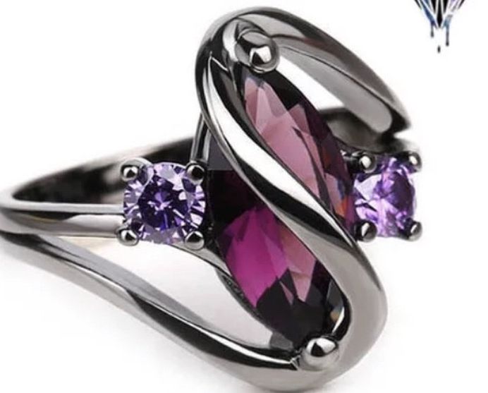 Black Titanium Purple Diamonique Ring