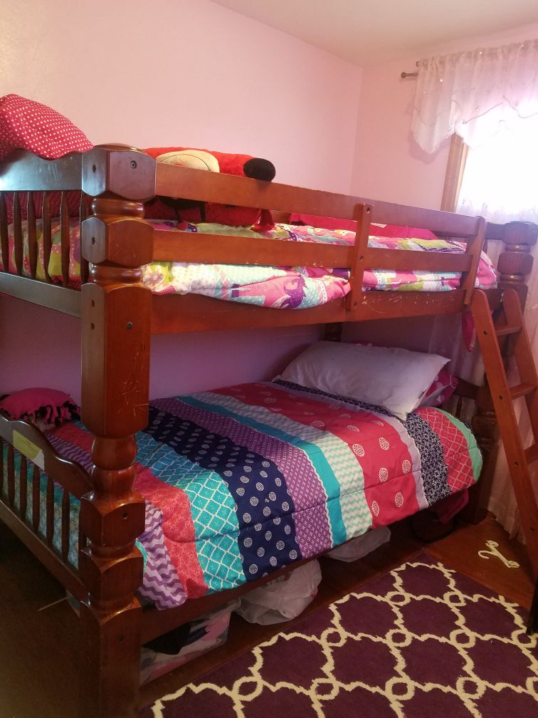 Bunk bed , real wood ,heavy,very good condition, 1 year old moving sale!!!