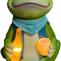 Solar Powered Drinking Frog Statue Home Decor Sculpture Patio Display Unique Gift Ideas (Drinking Frog)