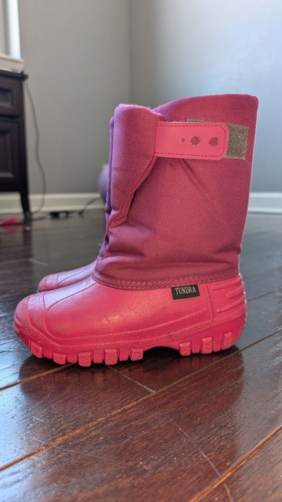 Kids Tundra Pink Winter Boots Size 13
