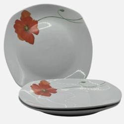 Tabletops Gallery Set of Three 10" Dinner Plates | Poppy Flower Design