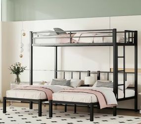 Black Metal Triple Bunk Bed Frame