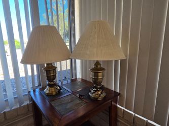 Pair of Brass Urn Table Lamps