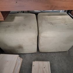2 Green Cloth Stools