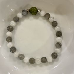 Genuine Moonstone And Labradorite Bracelet With Jade