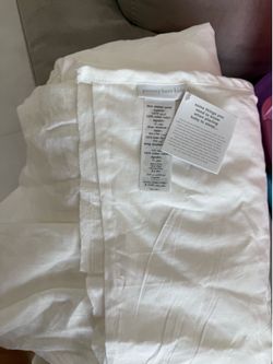 Pottery barn linen white crib skirt